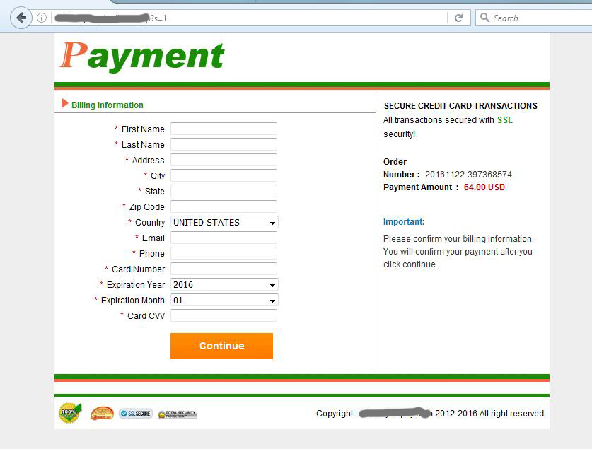 Unsecured Credit Card Payment Page