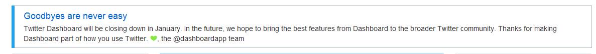Twitter Dashboard Message