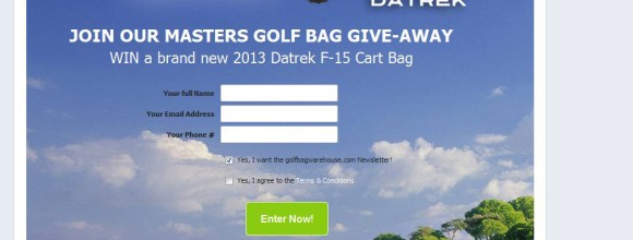 Golf Bag Warehouse: Facebook Contest / Fangate (liked)