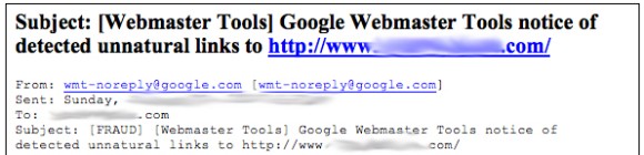 Webmaster Notice Unnatural Links Notice