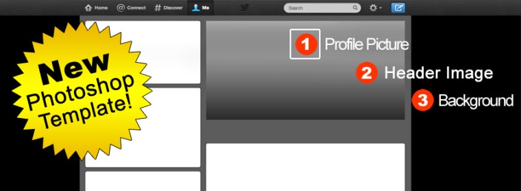 New Twitter Design Template: Combined Background and Header