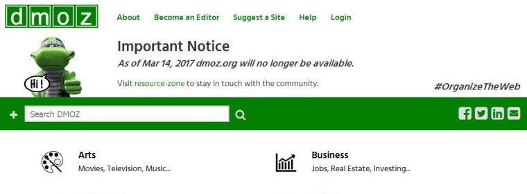 DMOZ Is Shutting Down On March 14 2017