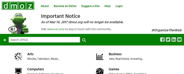 DMOZ Is Shutting Down On March 14 2017