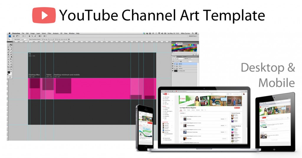 youtube channel art template devices