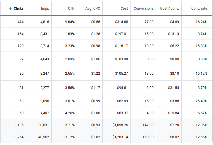 Google Ads Campaign Stats