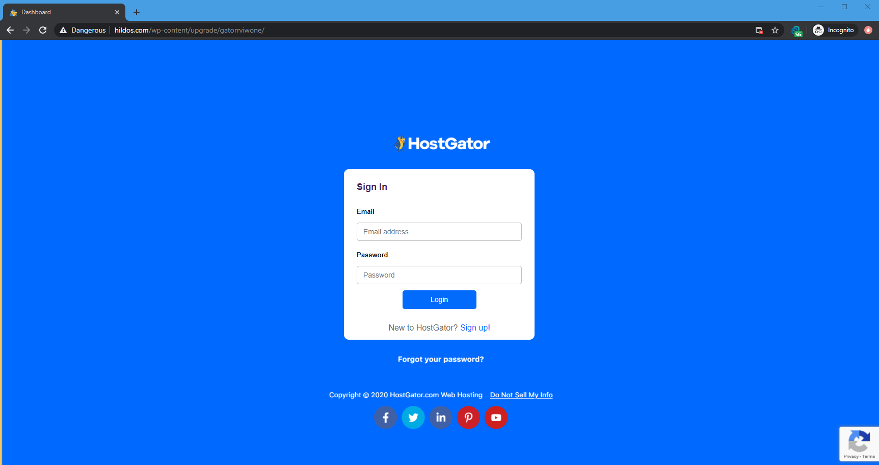 Fake Hostgator login page